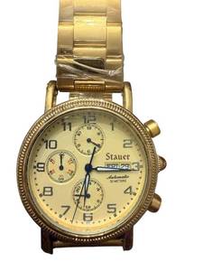 lot 155 image: Stauer Automatic Gold Tone Wristwatch with Chronograph and Metal Band