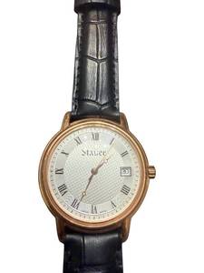 lot 157 image: Stauer Mens Mechanical Wristwatch with Black Leather Band