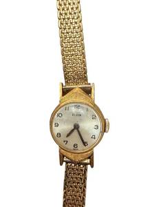 lot 162 image: Elgin Gold Tone Ladies Wristwatch with Mesh Band