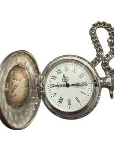 lot 170 image: Silver Tone Pocket Watch with E Pluribus Unum Eagle and Liberty Design