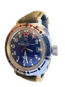 lot 192 image: Vostok Komandirskie Russian Military Wristwatch with Green Canvas Strap