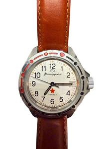 lot 202 image: Vremir USSR Komandirskie Mechanical Wristwatch with Brown Leather Strap