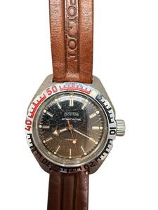 lot 212 image: Vostok Amphibia Russian Mechanical Watch with Brown Leather Strap