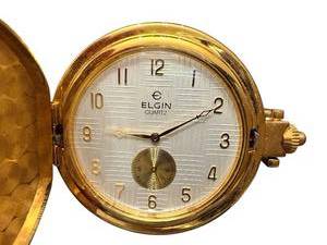 lot 213 image: Vintage Elgin Gold-Tone Quartz Pocket Watch