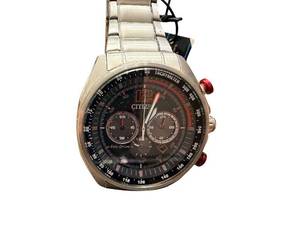 lot 225 image: Citizen Eco-Drive Chronograph Stainless Steel Watch - Red Accents