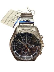 lot 229 image: Seiko Solar Stainless Steel Chronograph Wristwatch with Tag