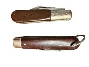 lot 253 image: Pair of Vintage Barlow Folding Pocket Knives with Brown Handles