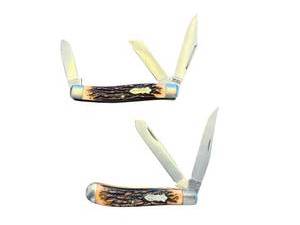 lot 264 image: Set of 2 Schrade USA Middleman Jack Pocket Knives with Stag Handles
