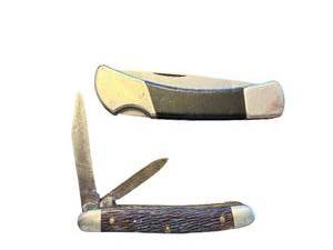 lot 271 image: Lot of 2 Vintage Folding Pocket Knives - Sabre and Stag Handle