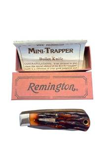 lot 280 image: Remington Mini Trapper Bullet Knife with Stag Handle and Box