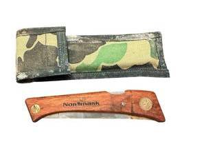 lot 305 image: EKA Sweden Stainless Steel Folding Knife with Wooden Handle and Case