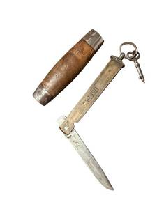 lot 313 image: Vintage Johan Engstrom Eskilstuna Sweden Folding Knife with Wood Handle Sheath