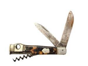 lot 326 image: Vintage Folding Pocket Knife with Corkscrew and Monogrammed Endcap
