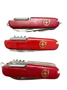 lot 331 image: Set of 3 Red Multi-Tool Pocket Knives with Corkscrews