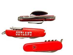 lot 332 image: Outland Red Swiss-Style Pocket Knife Multi-Tool with Corkscrew