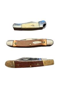 lot 341 image: Set of 3 Vintage Folding Pocket Knives Assorted Handles