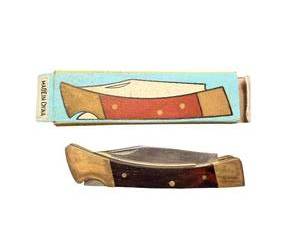 lot 345 image: Stainless Steel Folding Pocket Knife with Wood Handle