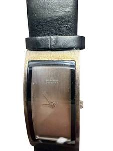 lot 351 image: Skagen Denmark Rectangular Quartz Wristwatch with Black Leather Band