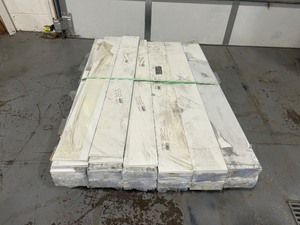 lot 3 image: MSI Pallet of 56- White Single Beveled 6 in. x 54 in. Polished Engineered Marble Threshold Tile (4.5 lin. ft. Each) Retail Value of $2,407