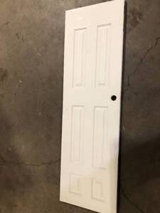 lot 15 image: JELD-WEN 24 in. x 80 in. 6 Panel Colonist Primed Textured Molded Composite MDF Interior Door Slab Customer Returns See Pictures