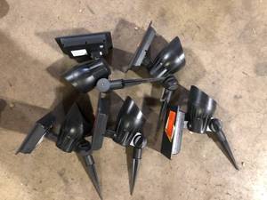 lot 31 image: Lot of Hampton Bay 120 Lumen Black LED Weather Resistant Outdoor Landscape Solar Spotlight with Color Changing and Adjustable Head Customer Returns See Pictures