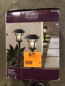 lot 47 image: Home Decorators Collection Palmdale 20 Lumen Gray LED Weather Resistant Outdoor Solar Path Light with Glass Lens customer return see pictures