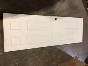 lot 53 image: JELD-WEN 28 in. x 80 in. 6 Panel Colonist Primed Textured Molded Composite Interior Door Slab customer return see pictures