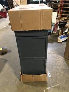 lot 55 image: Home Decorators Collection Franklin 12 in. W x 24 in. D x 34.5 in. H Assembled Plywood Drawer Base Bath Cabinet in Valiant Onyx customer return see pictures