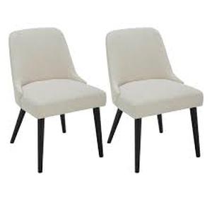 lot 14 image: Spruce & Spring Leo Linen Solid Wood Dining Chairs with Fabric Seat for Kitchen and Dining Room (Set of 2) Customer Returns See Pictures