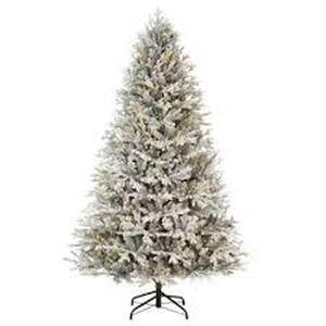 lot 38 image: Home Decorators Collection 7.5 ft Kenwood Frasier Fir Flocked LED Pre-Lit Artificial Christmas Tree customer return see pictures