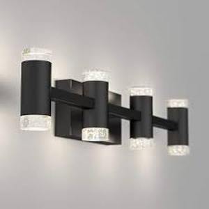 lot 44 image: Artika Mist 27 in. 4 Light Black Modern Integrated LED 5 CCT Vanity Light Bar for Bathroom customer return see pictures