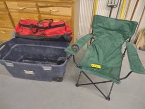 lot 423 image: Tote, Tote Bag, & Folding Chair...