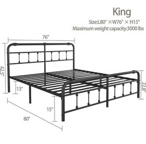 lot 21 image: King Sized Metal Bed Frame