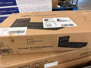 lot 23 image: Mainstays Storage BedHeadboard - Cinnamon Cherry