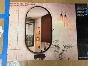 lot 37 image: 30 X 40 Black Metal Framed Mirror