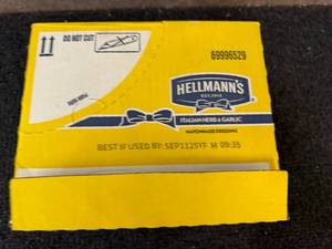 lot 144 image: 8 Bottles Of Hellmans Italian Herb And Garlic Mayonnaise