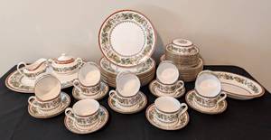 lot 7L image: LL - Set of 12 Spode Christmas Rose Fine Bone China Dinner Plates, Serving Platters and More