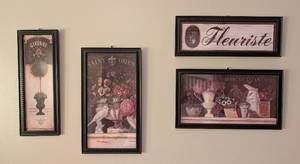 lot 116 image: BR - Set of 4 Framed French Floral Prints Wall Art