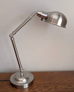 lot 125 image: BR - Adjustable Brushed Nickel Table Lamp, 21 Inch Height