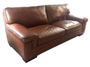 lot 2R image: FR - Simon Li Stampede Cognac Leather Sofa