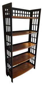 lot 8R image: LR - 5-Tier Wooden Bookshelf with Lattice Sides