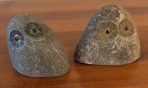 lot 39R image: LR - Pair of Stone Owl Sculptures