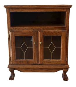 lot 50R image: LR - Vintage Wooden Cabinet with Glass Pane Doors
