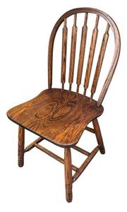 lot 53R image: LR - Vintage Oak Dining Chair with Spindle Back