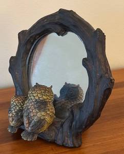 lot 54R image: LR - Rustic Style Owl Motif Mirror