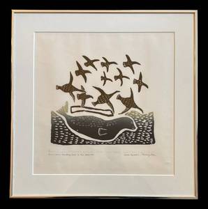lot 58R image: LR - Arctic Terns Hunting Seals in the Summer  Limited Editions Inuit Print by Louisa Quasalik