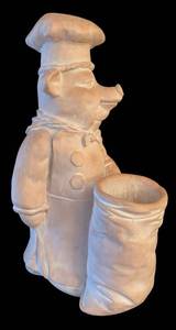 lot 77R image: LR - Chef Pig Ceramic Planter or Utensil Holder Decor