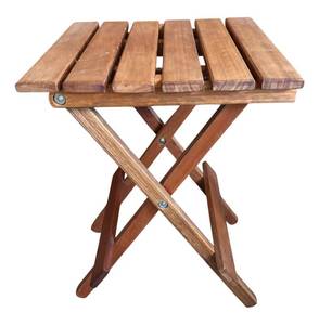 lot 93R image: P - Wooden Folding Slat Side Table  Plant Stand
