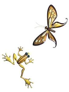 lot 94R image: P - Metal Wall Decor Set with Butterfly and Frog