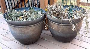 lot 151R image: BY - Pair of Large Resin Planter Pots